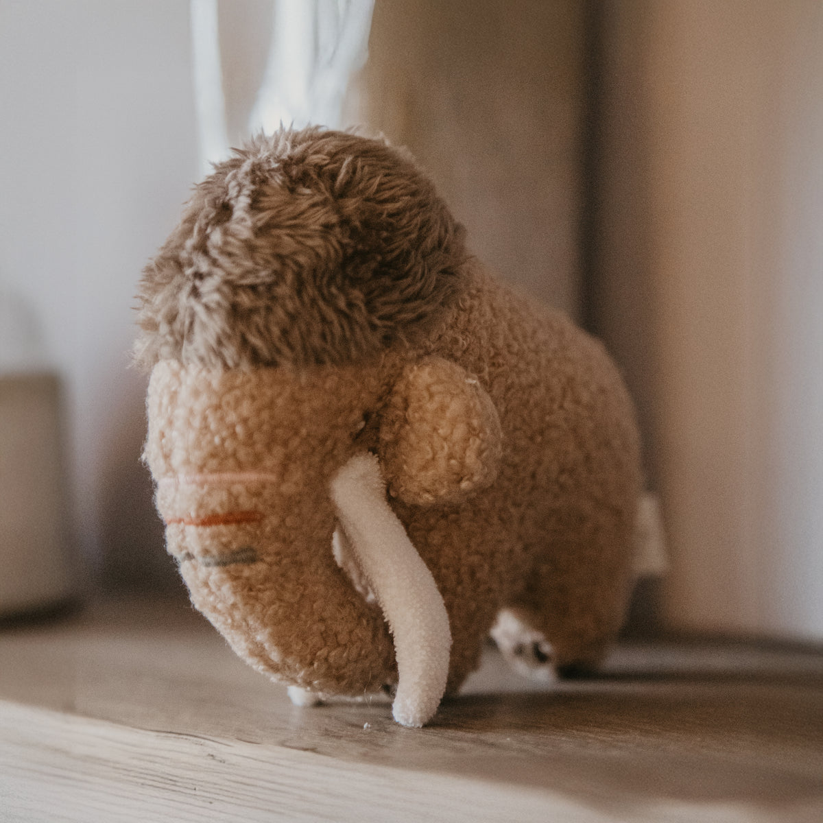 Small Soft Brown Mammoth Rattle Toy
