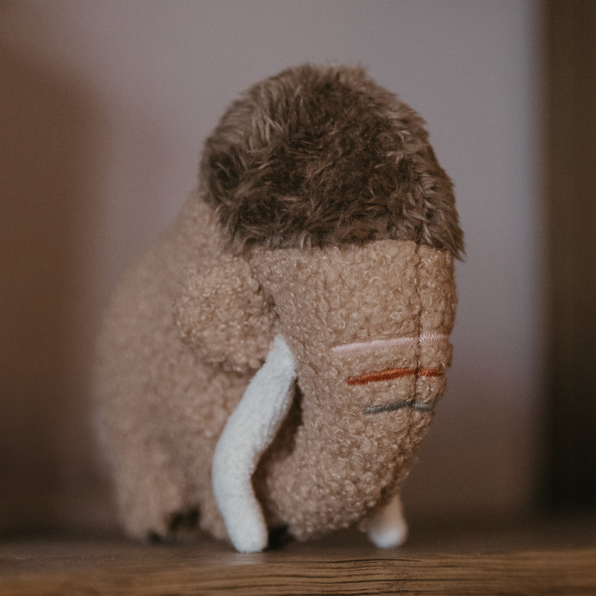 Small Soft Brown Mammoth Rattle Toy