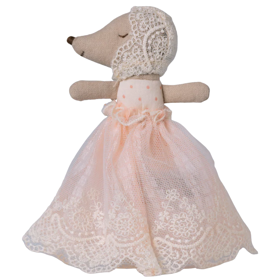 Baby Mouse In Pink Lace Dress by Maileg