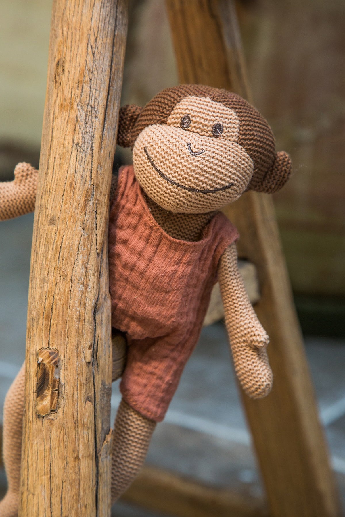 Knitted Monkey Rattle Toy