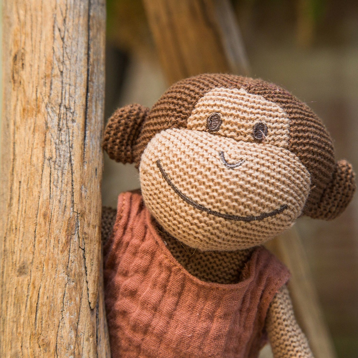 Knitted Monkey Rattle Toy