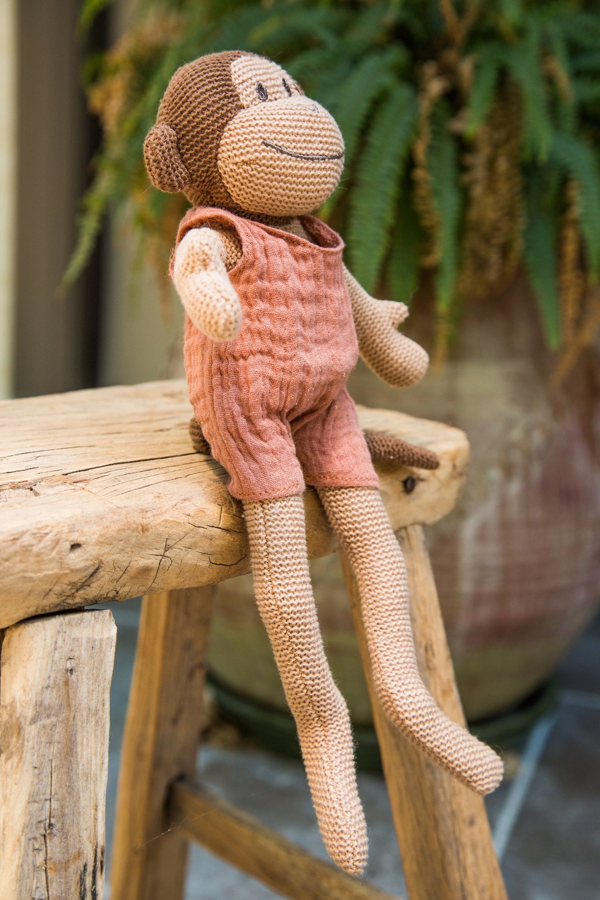 Knitted Monkey Rattle Toy
