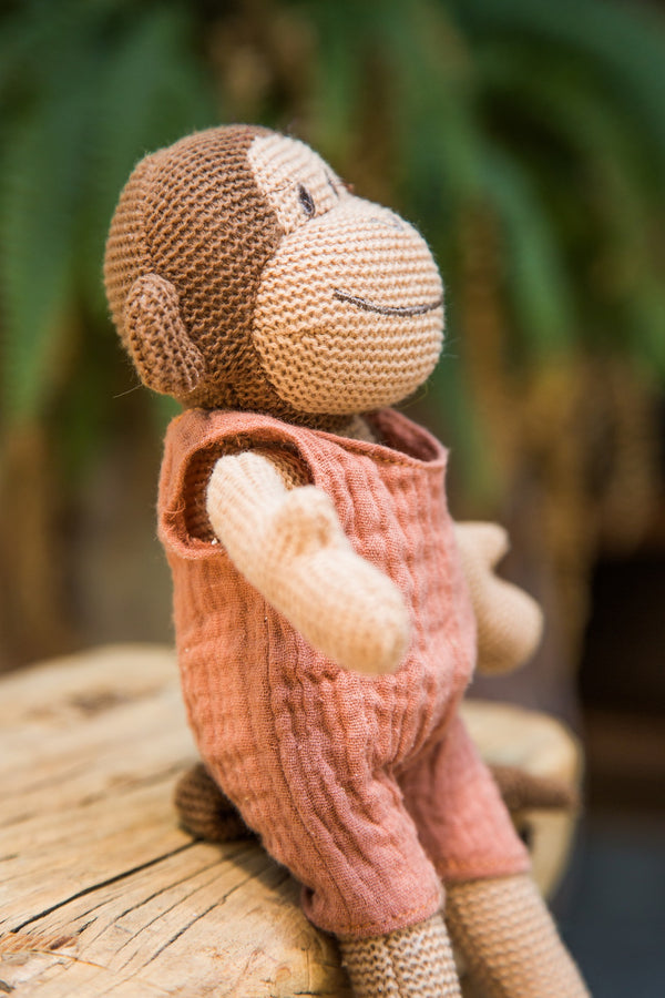Knitted Monkey Toy Rattle - Loula and Deer