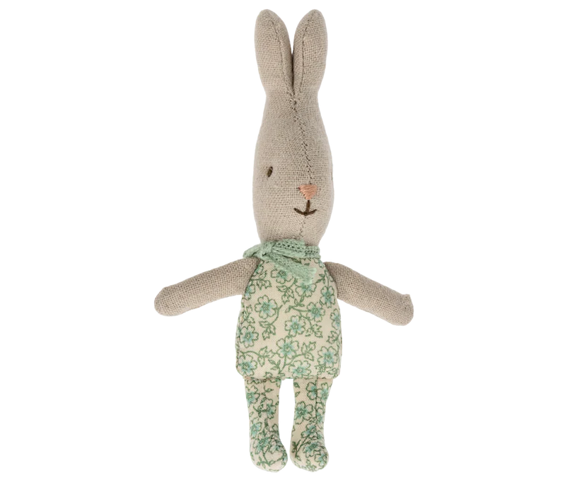 Baby Rabbit In A Green Floral Onesie by Maileg