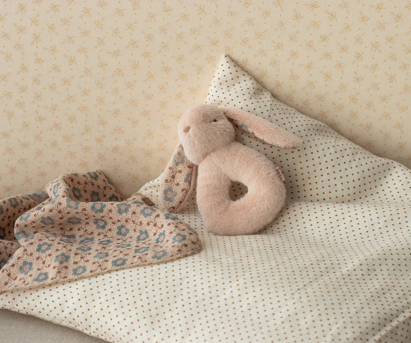 My First Pink Bunny Rattle And Blanket Set By Maileg