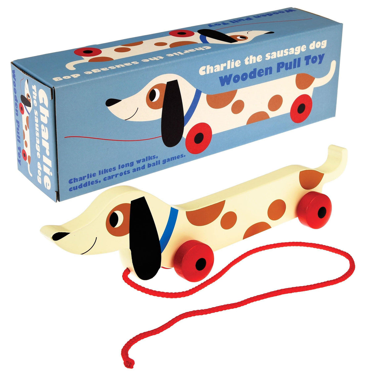 Charlie The Sausage Dog Wooden Pull Toy - Loula and Deer