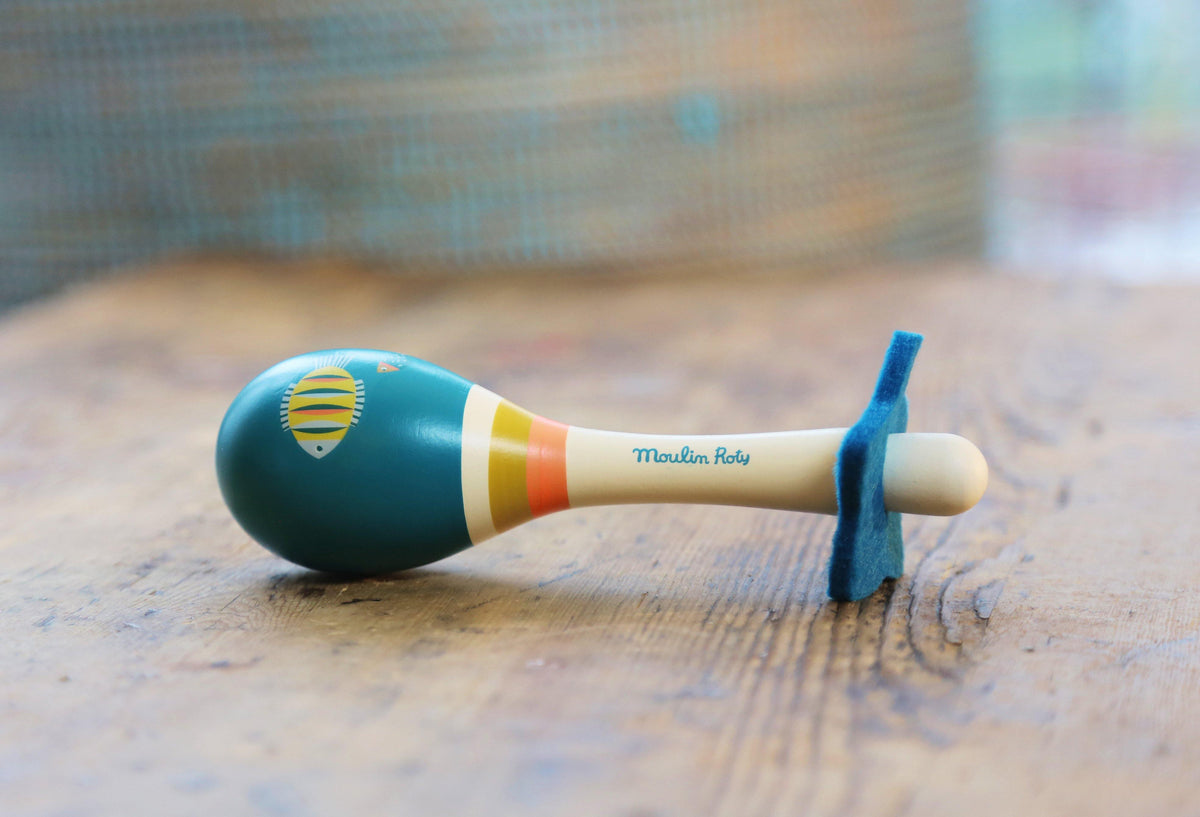 Blue Sea Life Wooden Maraca - Loula and Deer
