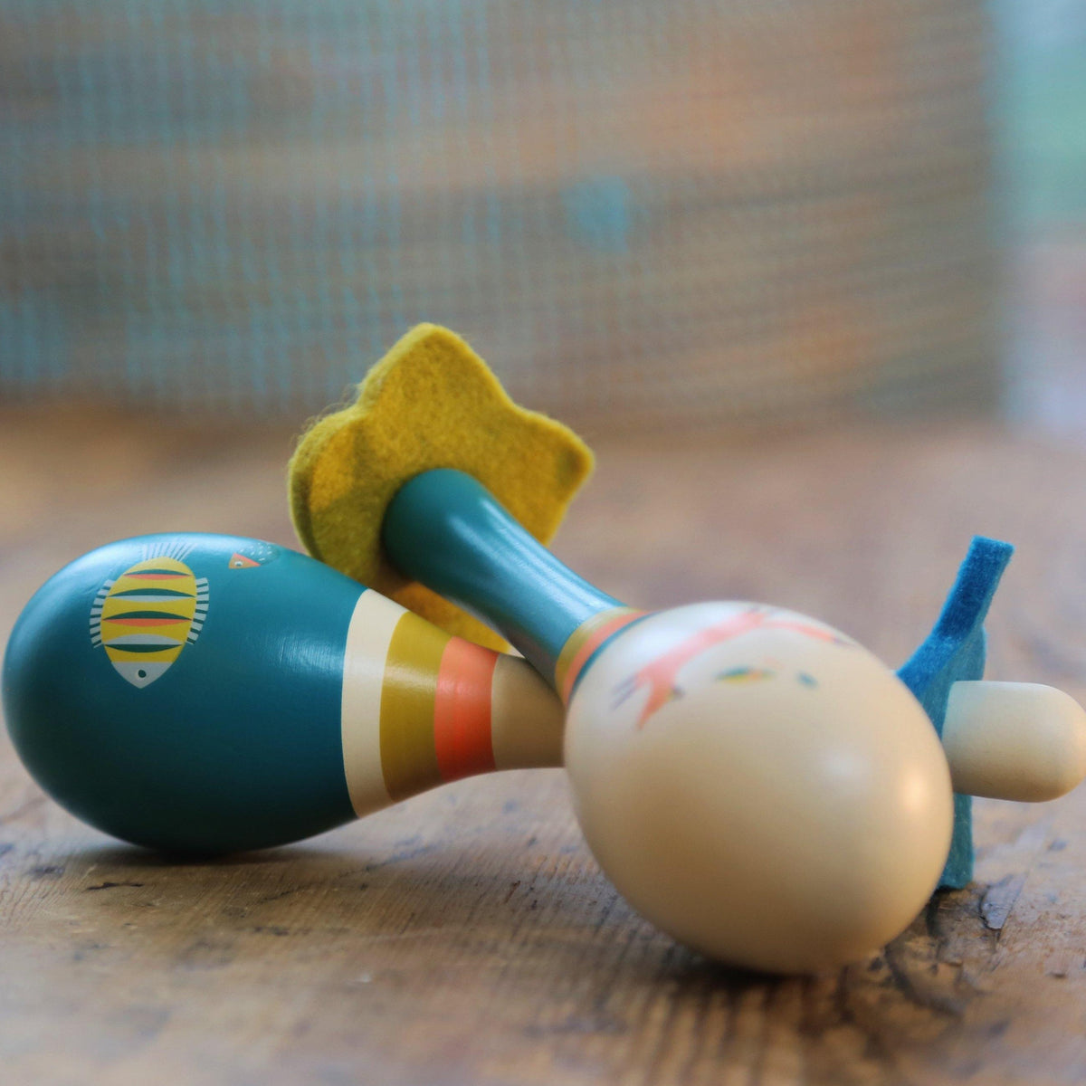 Blue Sea Life Wooden Maraca - Loula and Deer