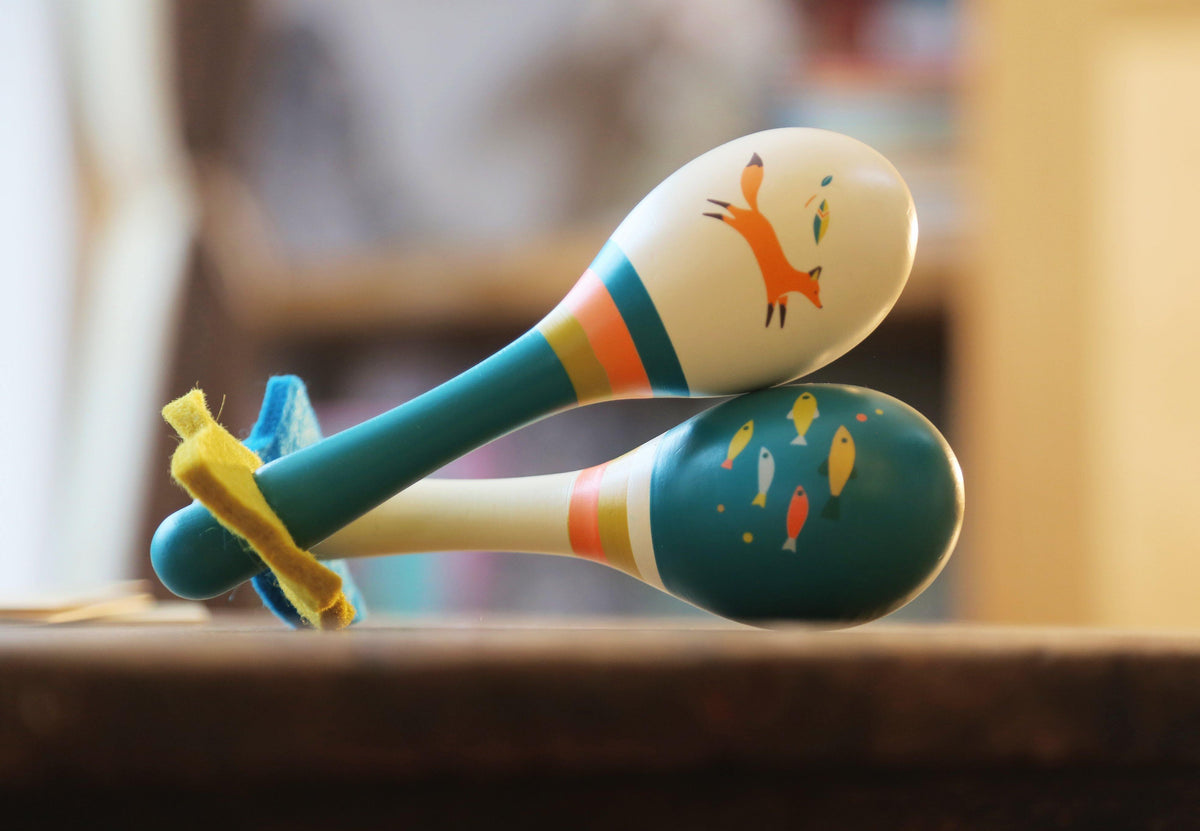 Blue Sea Life Wooden Maraca - Loula and Deer