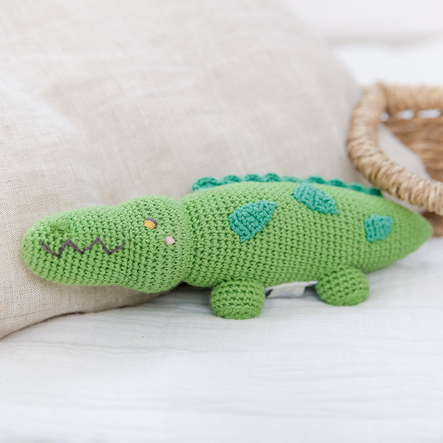 Rattle Teether Crochet Crocodile Toy For Baby