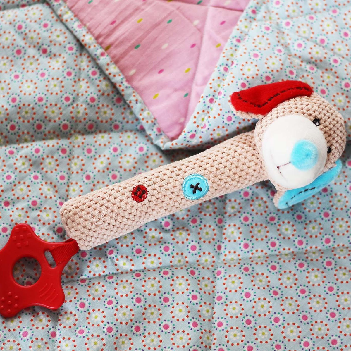 Soft Teether and Squeaker for Baby made by Bigjigs