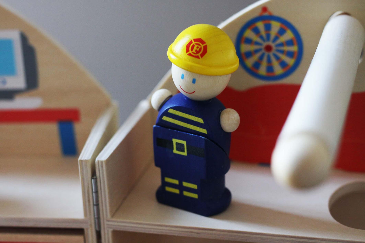 Wooden Playset Fire Station made by Bigjigs