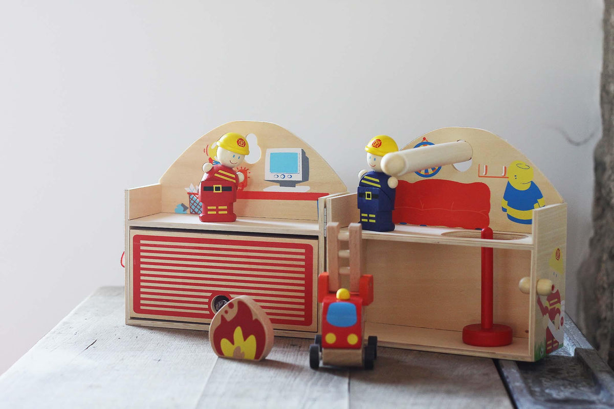 Wooden Playset Fire Station made by Bigjigs