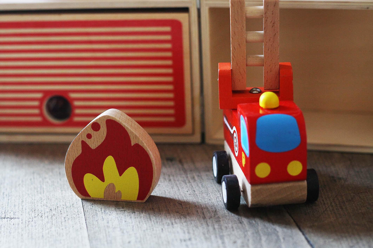 Wooden Playset Fire Station made by Bigjigs