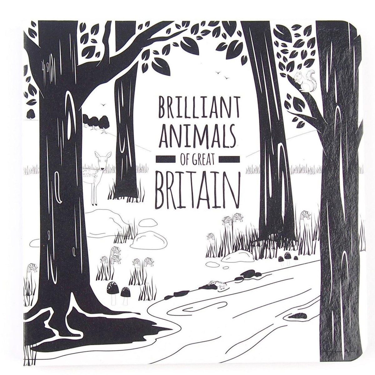 Baby Black and White Book with Animals of Britain - Loula and Deer