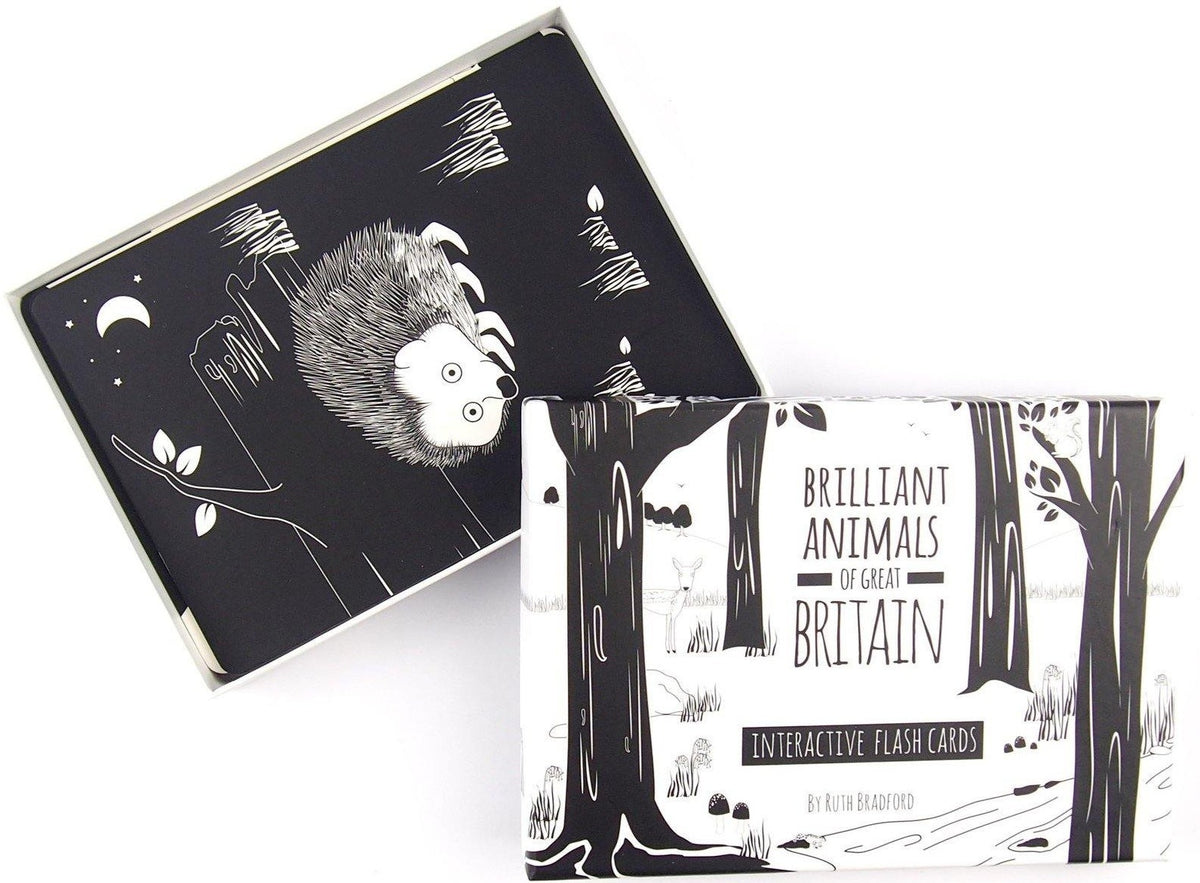 Baby Black and White Flash Cards Animals of Britain - Loula and Deer