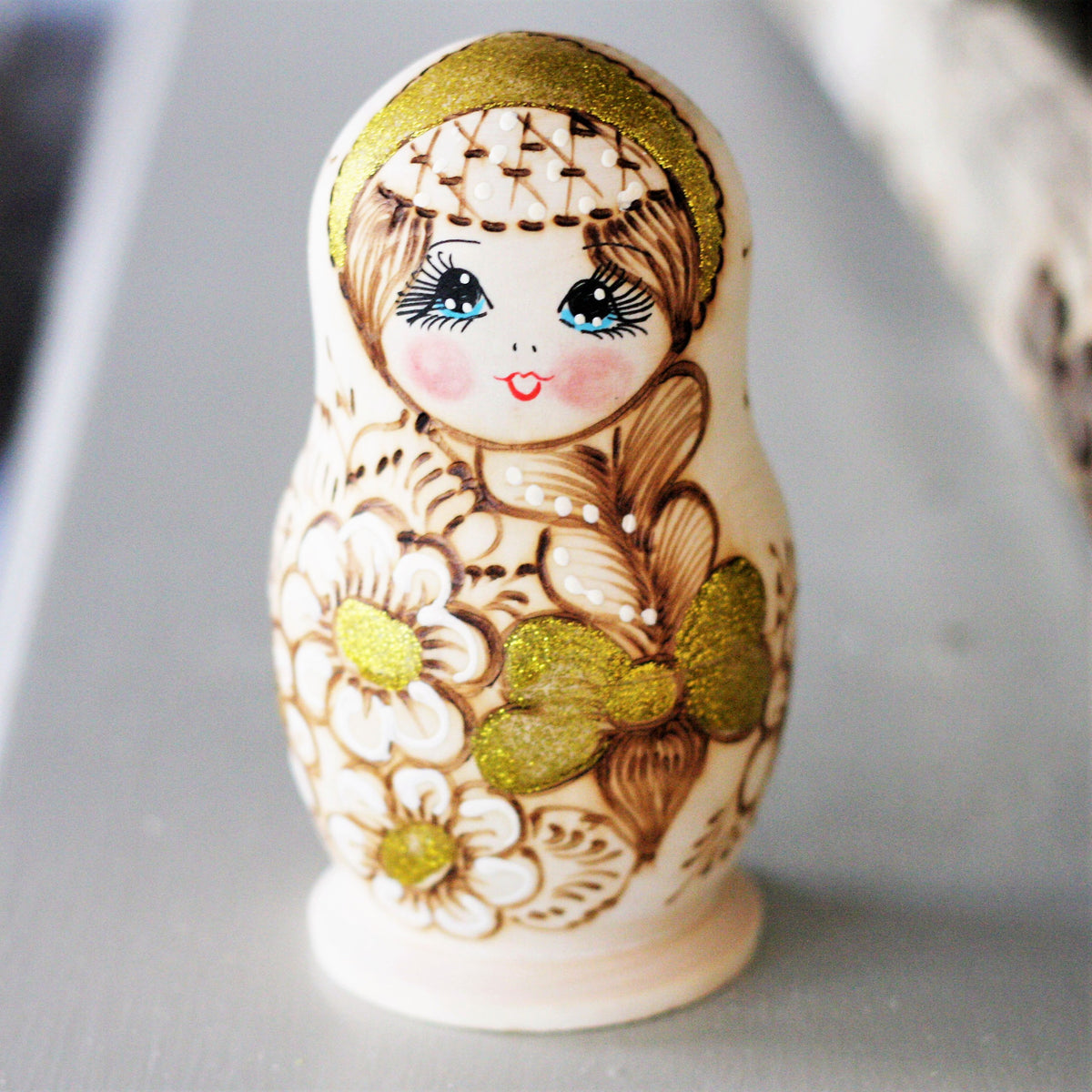 Handmade Nesting Dolls Gold