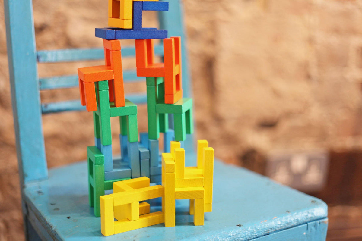 Stacking Chairs Wooden Toy Playset made by Goki