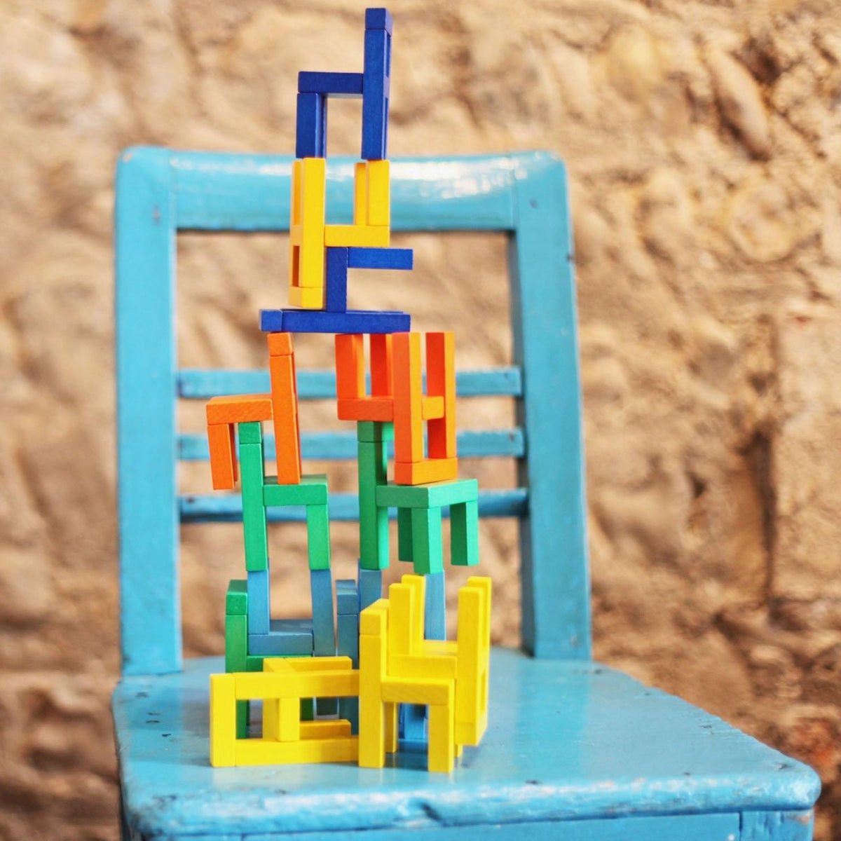 Stacking Chairs Wooden Toy Playset made by Goki