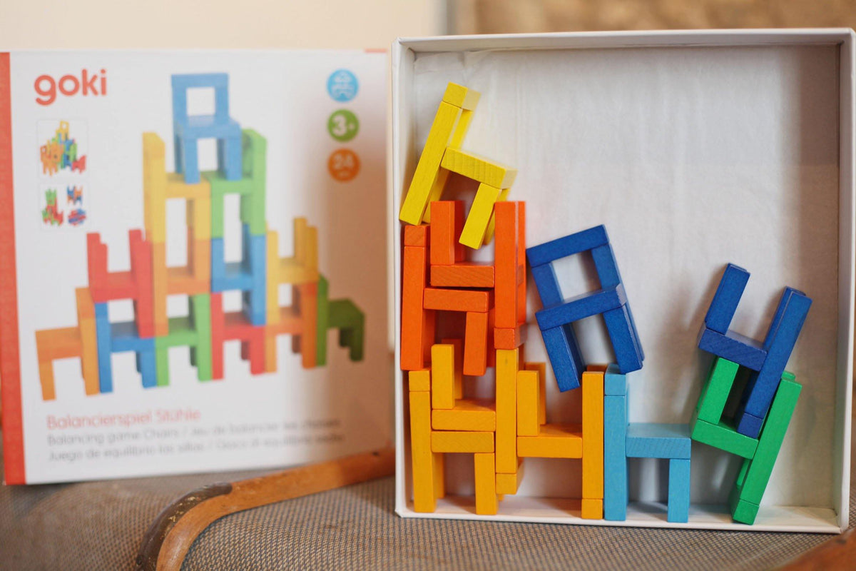 Stacking Chairs Wooden Toy Playset made by Goki
