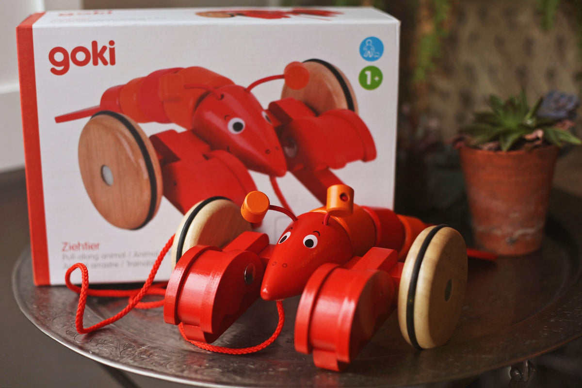 Pull-Along Lobster Wooden Toy made by Bass et Bass