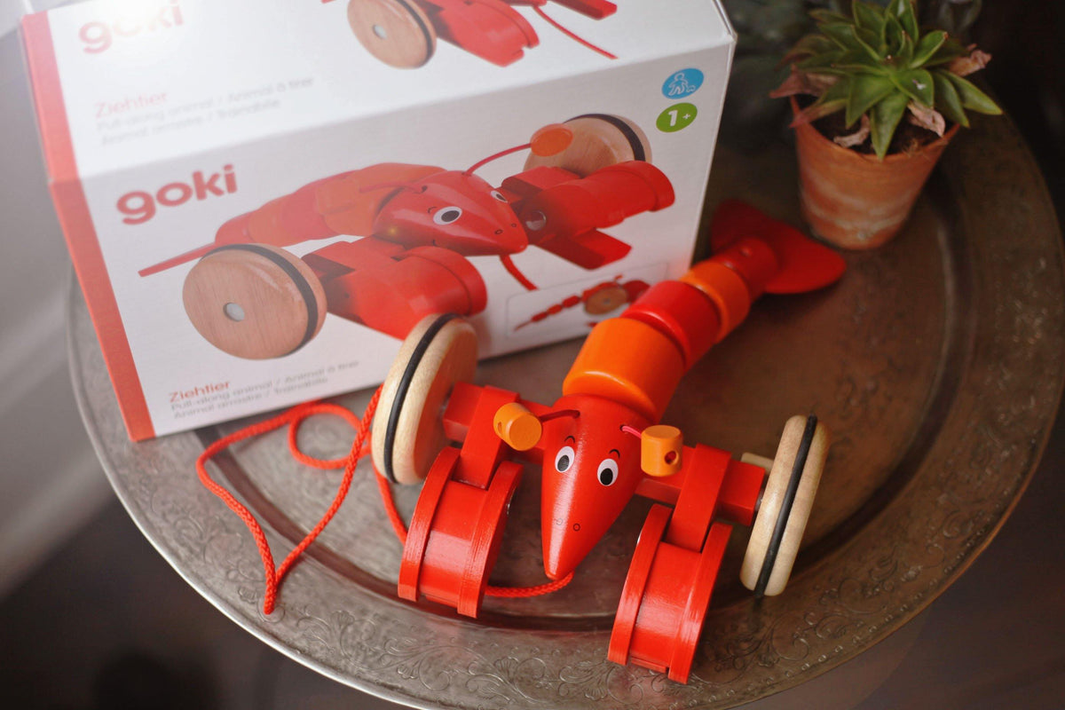 Pull-Along Lobster Wooden Toy made by Bass et Bass