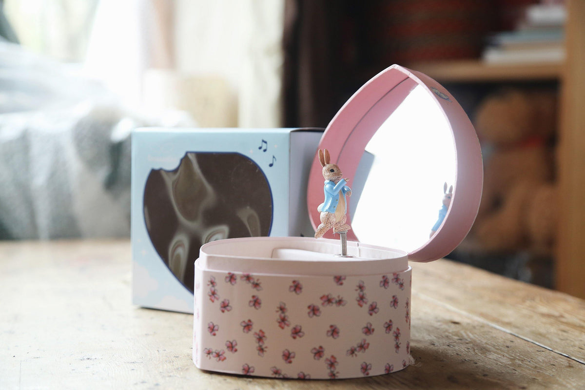 Pink Peter Rabbit Heart Music Box - Loula and Deer