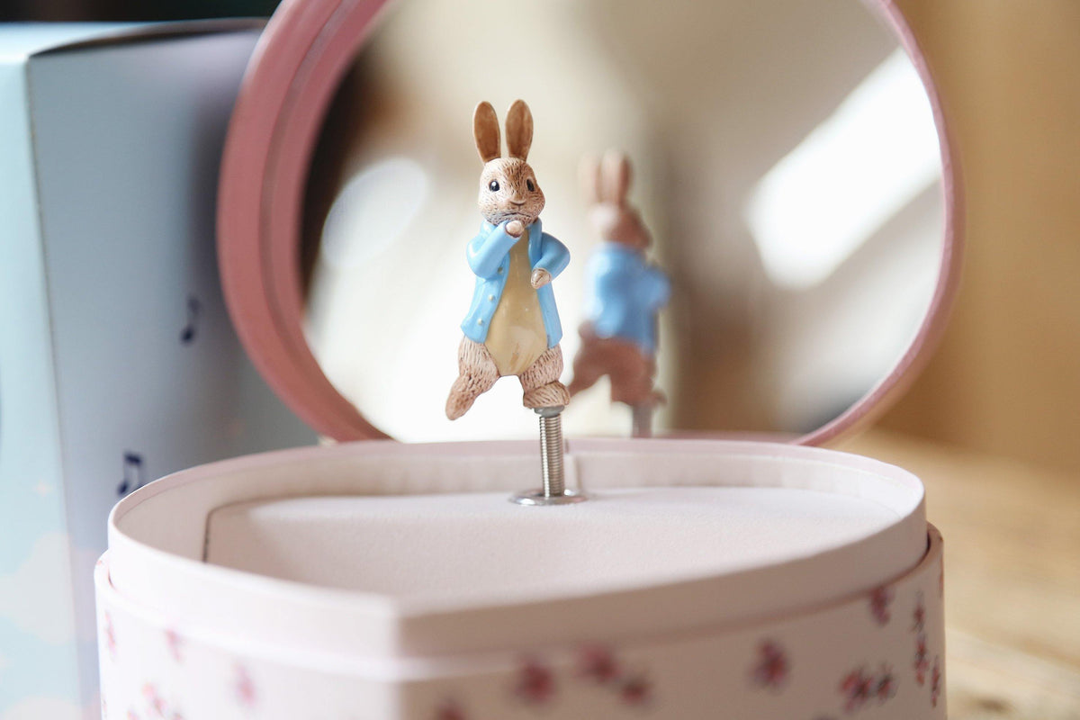 Pink Peter Rabbit Heart Music Box - Loula and Deer