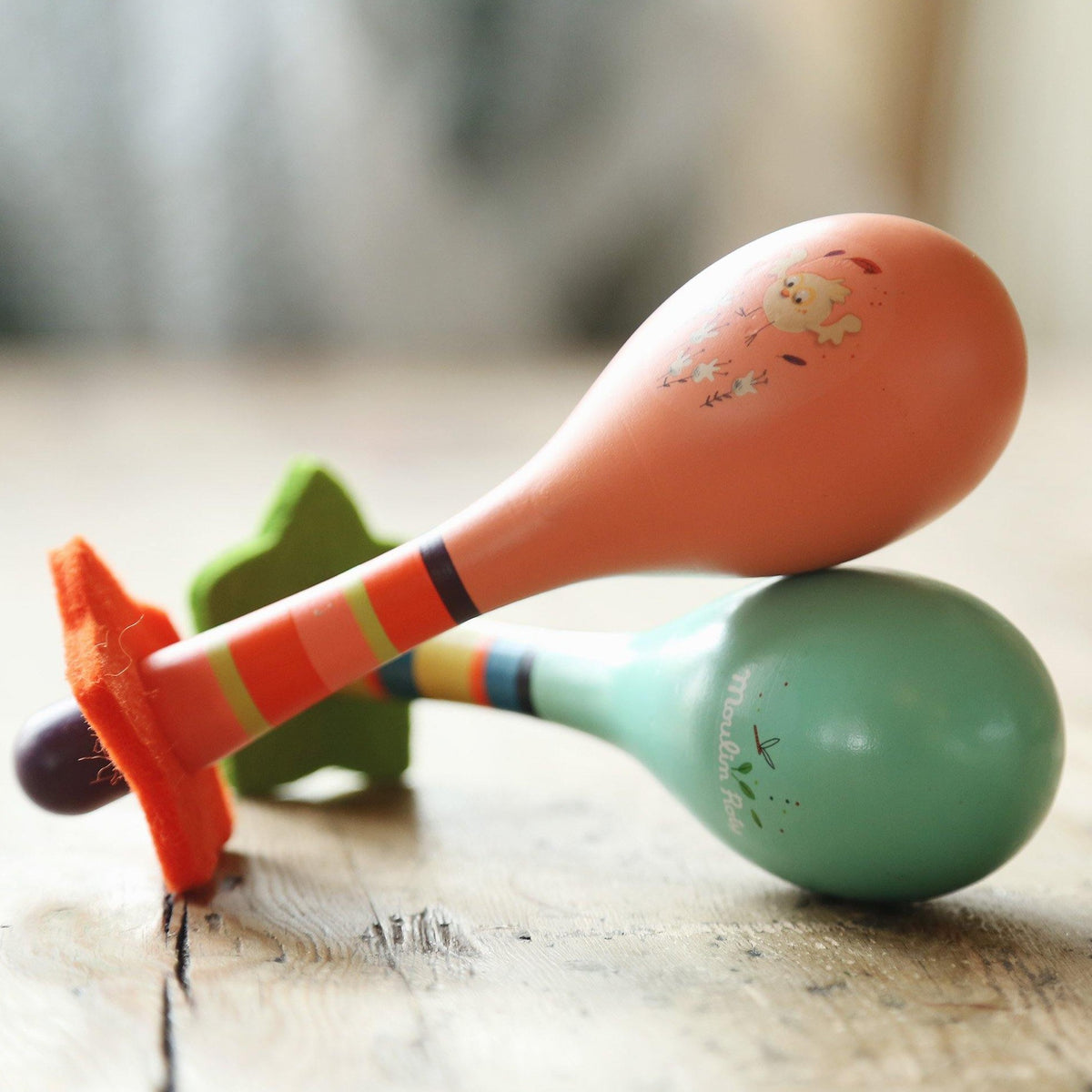 Blue Jungle Wooden Maraca - Loula and Deer