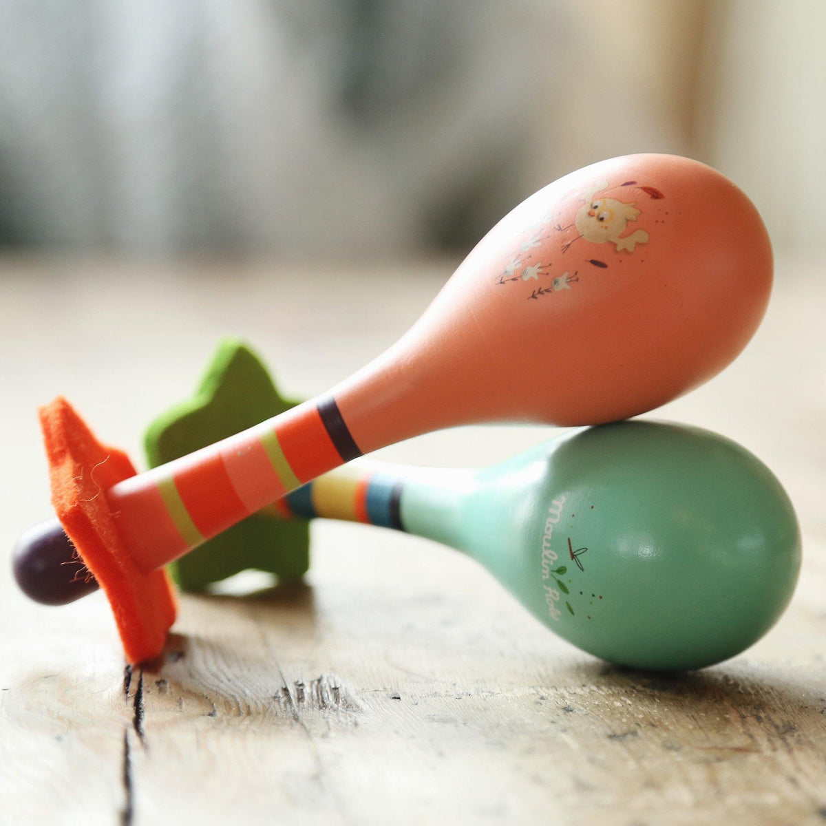 Pink Jungle Wooden Maraca - Loula and Deer