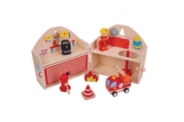 Wooden Playset Fire Station made by Bigjigs